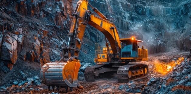 Tractor trabajando en una mina